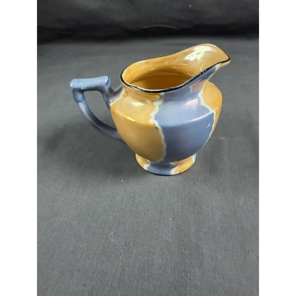 Vintage Japanese Lusterware Hand Painted Creamer Cardinal Cherry Blossoms